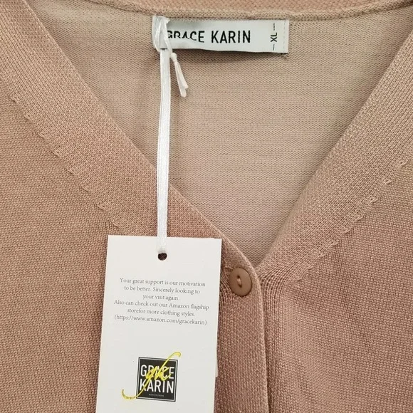 NEW [Grace Karin] Button-Up Cropped Long-Sleeved Cardigan Sweater Women’s Sz XL - Picture 15 of 16